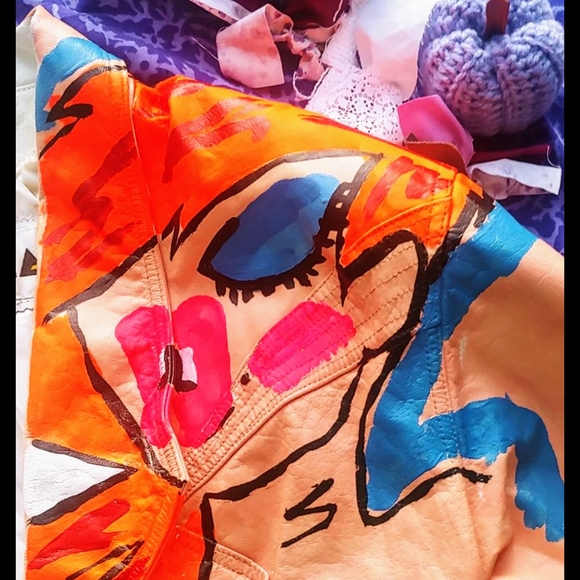 VTG handpainted leather jacket - Picture 5 of 16
